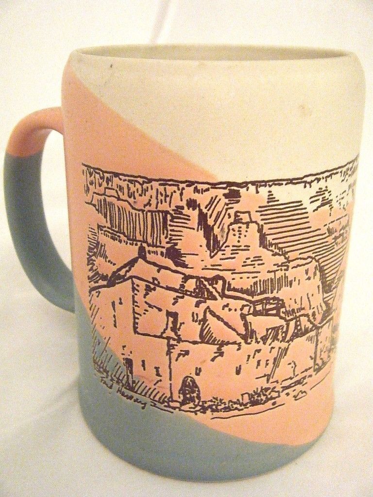 Collectible Pottery Fred Harvey Etched Grand Canyon MUG CUP