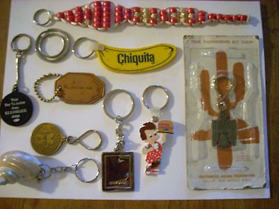 11 Vintage Key Rings Chains w/ Big Boy,Chiquita,A​dvertising and