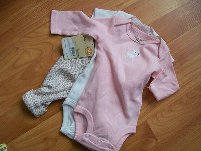 Newborn Baby Girl Lot Pink Cat Leopard Pants Onesies Summer Spring