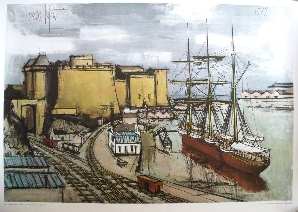 Brest, Le Chateau the castle & training ship Bernard Buffet  69x98cm