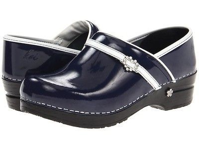 NEW SANITA PROFESSIONAL KOI BELVIDERE NAVY LEATHER CLOGS SHOES SIZE