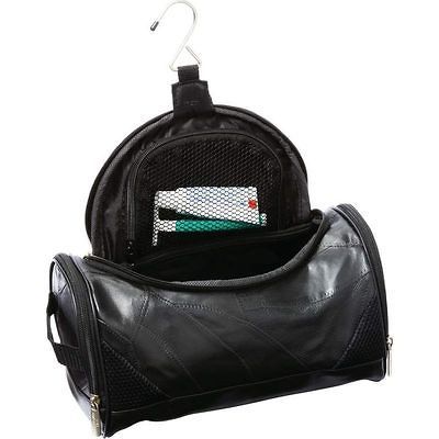 Black Lambskin Leather Toiletry Bag, Men or Womens Travel Cosmetic