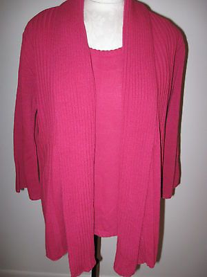 Sold on )~Berry Pink Ribbed Cascade Cardigan Set~Size MEDIUM~NWT