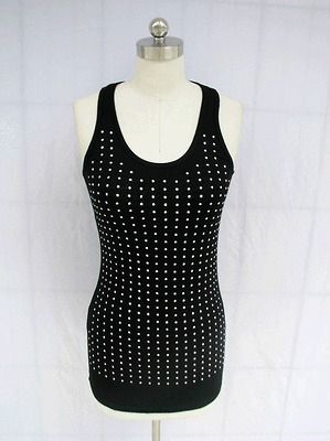 Clearance sale, BL107 BLACK WITH STUDS STRETCHY TANK TOP MINI DRESS Sz