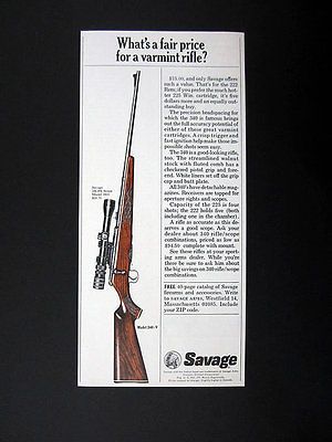 Savage Model 340 V Varmint Rifle 1968 print Ad advertisement