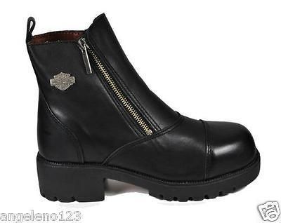 HARLEY DAVIDSON Starter Switch Black Leather Women Shoe STEEL TOE