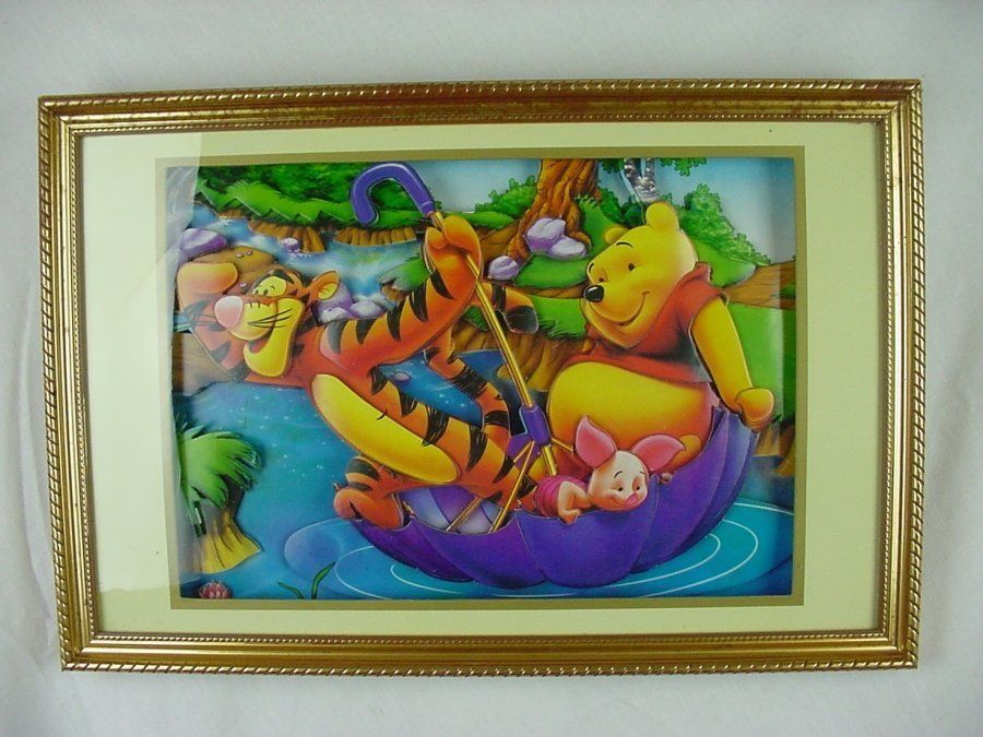 Winnie The Poo & Tiger Too 3D Picture in Beautiful Gold Frame