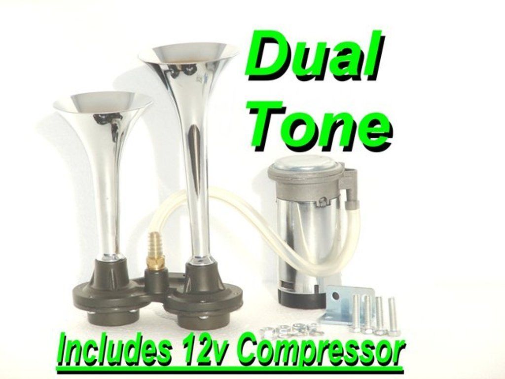 Dual Trumpet Air Horn Kit Includes 12V Compressor Super Loud Fun K w